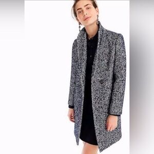 J. CREW Daphne Italian Tweed Long Peacoat Size 00 EUC Wool Blend